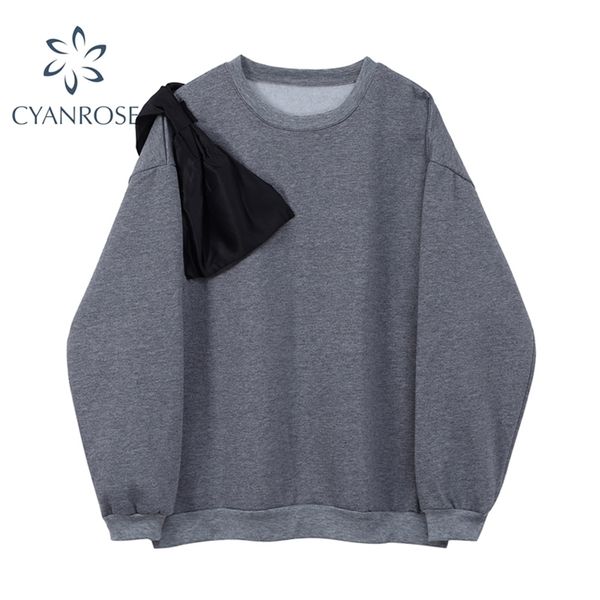 sweatshirt women grey spliced big bow oversized pullover ladies streetwear spring fashion casual sweatwear hoodie 210515, Black
sweatshirt women grey spliced big bow oversized pullover ladies streetwear spring fashion casual sweatwear hoodie 210515, Black