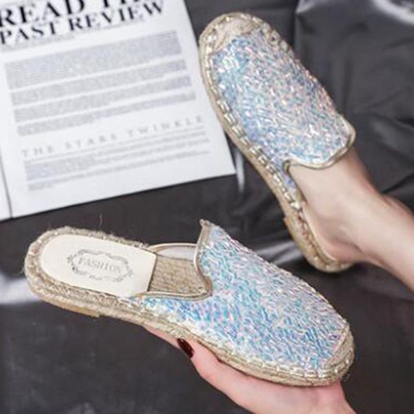 fashion air mesh bling half slippers women mules fish scales slides woman shoes flat cotton fabric zy8, Black
fashion air mesh bling half slippers women mules fish scales slides woman shoes flat cotton fabric zy8, Black