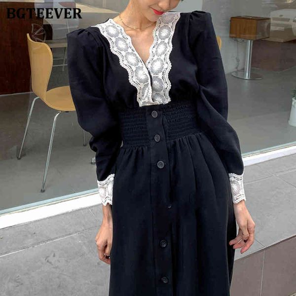 dresses new elegant v-neck lace patchwork women midi elastic waist buttons female a-line dress long sleeve vestidos 2021 pcde, Black;gray
dresses new elegant v-neck lace patchwork women midi elastic waist buttons female a-line dress long sleeve vestidos 2021 pcde, Black;gray