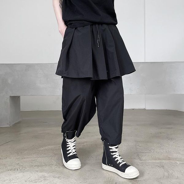 men's pants male japan style streetwear gothic punk skirt trousers men fold splice causal loose casual wide leg harem pant, Black
men's pants male japan style streetwear gothic punk skirt trousers men fold splice causal loose casual wide leg harem pant, Black