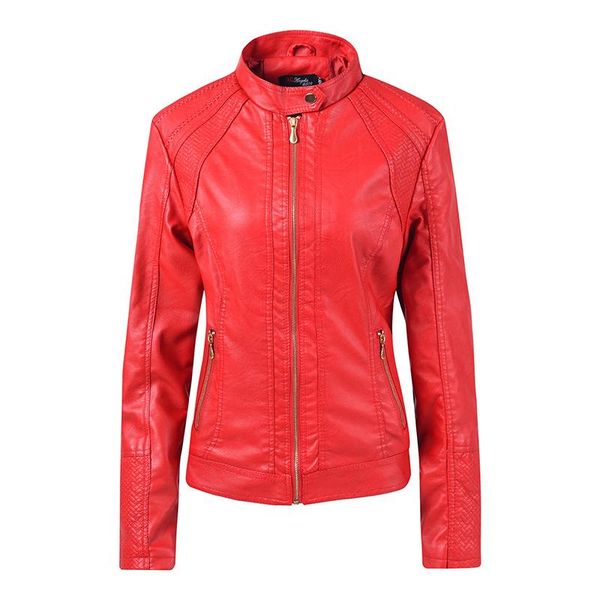 women's leather & faux fashion long-sleeved zipper ladies jacket pu motorcycle solid jackets women, Black
women's leather & faux fashion long-sleeved zipper ladies jacket pu motorcycle solid jackets women, Black