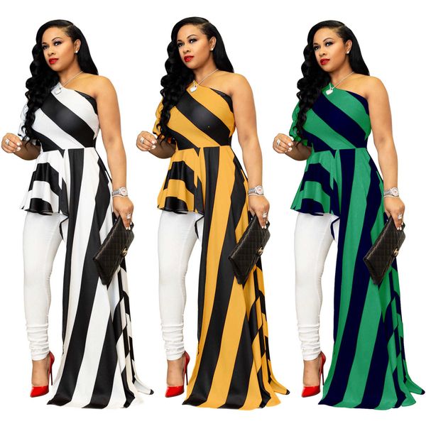 large women's fashion stripe diagonal shoulder nightclub off shoulder sleeveless t-shirt slim floor skirt children, White;black
large women's fashion stripe diagonal shoulder nightclub off shoulder sleeveless t-shirt slim floor skirt children, White;black