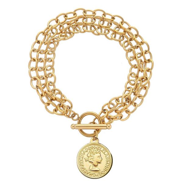 fashion punk multilayer stainless steel ot buckle coin head bracelets for women toggle jewelry gift charm, Golden;silver
fashion punk multilayer stainless steel ot buckle coin head bracelets for women toggle jewelry gift charm, Golden;silver