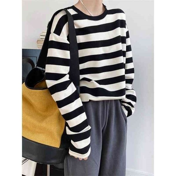luxi loose lazy casual black and white stripe sweater women's autumn long sleeve round neck pullover t-shirt 2105
luxi loose lazy casual black and white stripe sweater women's autumn long sleeve round neck pullover t-shirt 2105
