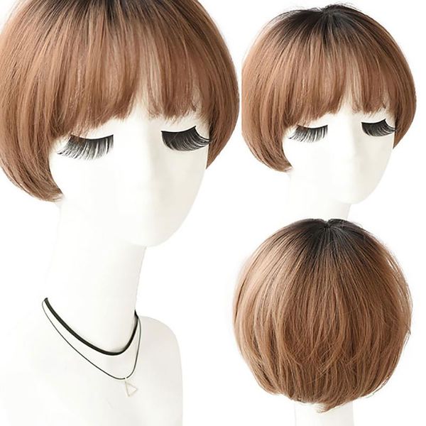 synthetic wigs hairjoy hair blue grey brown ombre short for women high temperature fiber, Black