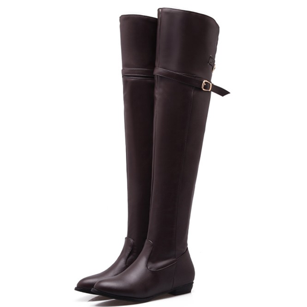 boots oversized solid color long knight side zip low heel round toe double row belt buckle over the knee, Black
boots oversized solid color long knight side zip low heel round toe double row belt buckle over the knee, Black