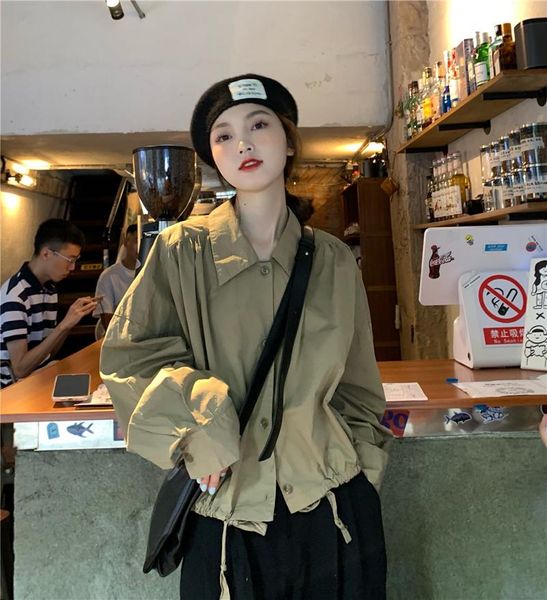 women's jackets spring autumn casual fashion shirt ladies loose korean lantern sleeve jacket single-breasted women, Black;brown
women's jackets spring autumn casual fashion shirt ladies loose korean lantern sleeve jacket single-breasted women, Black;brown