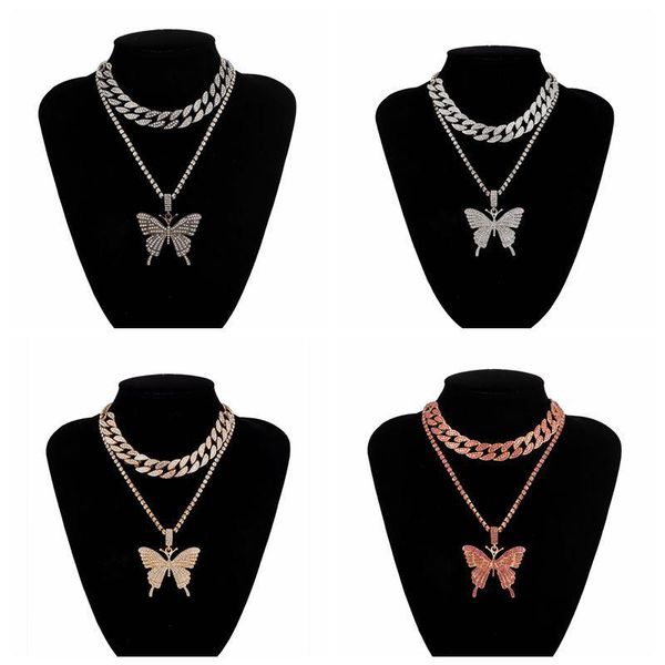 pendant necklaces hip hop jewelry bling cuban link chain butterfly choker dnecklace set, Silver
pendant necklaces hip hop jewelry bling cuban link chain butterfly choker dnecklace set, Silver