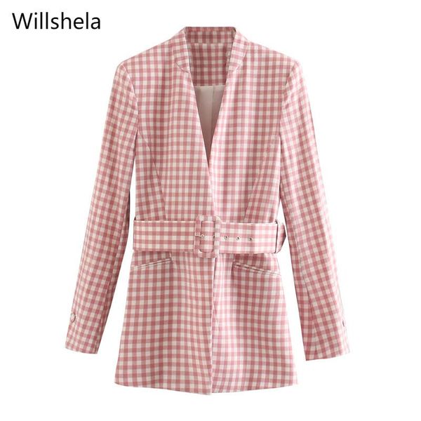 women's suits & blazers 2021 women fashion with belt front pockets check plaid blazer v-neck long sleeve vintage female coats chic, White;black
women's suits & blazers 2021 women fashion with belt front pockets check plaid blazer v-neck long sleeve vintage female coats chic, White;black