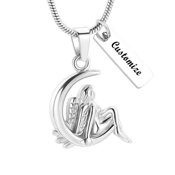 angel moon stainless steel cremation pendant necklace ashes keepsake holder memorial urn chains, Silver
angel moon stainless steel cremation pendant necklace ashes keepsake holder memorial urn chains, Silver