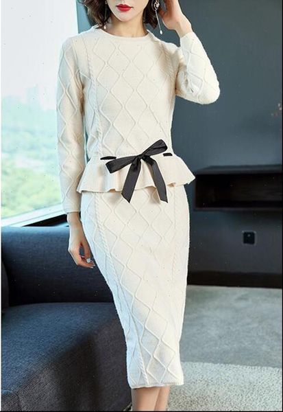 womens tracksuits high end ladies knitted skirt suit female autumn and winter sashes bow tie long sleeved o neck sweater, Gray
womens tracksuits high end ladies knitted skirt suit female autumn and winter sashes bow tie long sleeved o neck sweater, Gray