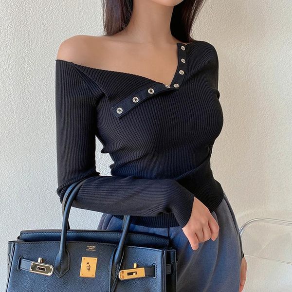 women's t-shirt sweater slim pullover long sleeve solid button female sweaters 2021 autumn fashion ladies top, White
women's t-shirt sweater slim pullover long sleeve solid button female sweaters 2021 autumn fashion ladies top, White