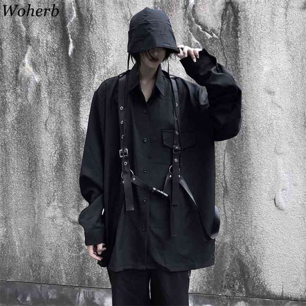 gothic punk blouse women man harajuku streetwear korean black cool long sleeve shirt belt patch hip hop blusas loose 210519, White
gothic punk blouse women man harajuku streetwear korean black cool long sleeve shirt belt patch hip hop blusas loose 210519, White