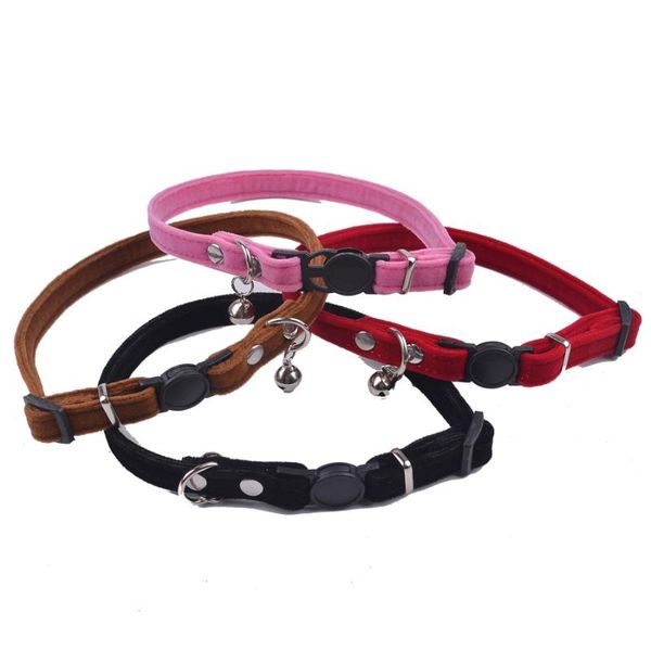 soft velvet material cat collar with bells quick release buckle safety collars for cats red pink brown black necklace & leads
soft velvet material cat collar with bells quick release buckle safety collars for cats red pink brown black necklace & leads