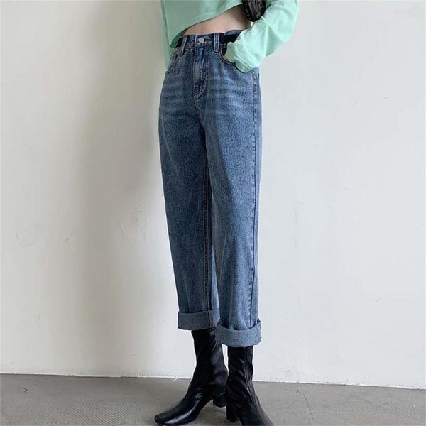 women's jeans alien kitty 2021 high waist adjustable loose hole denim mujer women pants autumn chic femme straight casual trousers, Blue
women's jeans alien kitty 2021 high waist adjustable loose hole denim mujer women pants autumn chic femme straight casual trousers, Blue