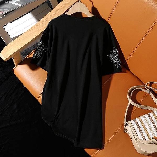 women's t-shirt summer europe style fashion loose plus size short-sleeve t-shirt for women personality casual diamonds female itx4, White
women's t-shirt summer europe style fashion loose plus size short-sleeve t-shirt for women personality casual diamonds female itx4, White
