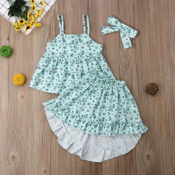 clothing sets toddler kids girls 3 pieces outfit, floral print/solid color sleeveless sling + irregular hem skirt headband set, White
clothing sets toddler kids girls 3 pieces outfit, floral print/solid color sleeveless sling + irregular hem skirt headband set, White