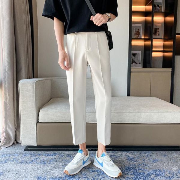 men's suits & blazers 2021 spring summer suit pants fashion slim-fit straight trousers business casual ninth with pockets d62, White;black
men's suits & blazers 2021 spring summer suit pants fashion slim-fit straight trousers business casual ninth with pockets d62, White;black