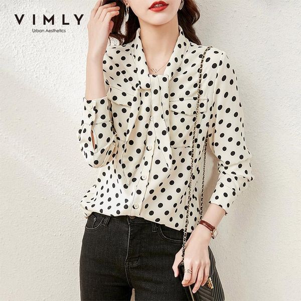 vimly vintage shirt for women spring dot printed bow neck full sleeve single breasted loose blouse f6212 women's blouses & shirts, White
vimly vintage shirt for women spring dot printed bow neck full sleeve single breasted loose blouse f6212 women's blouses & shirts, White