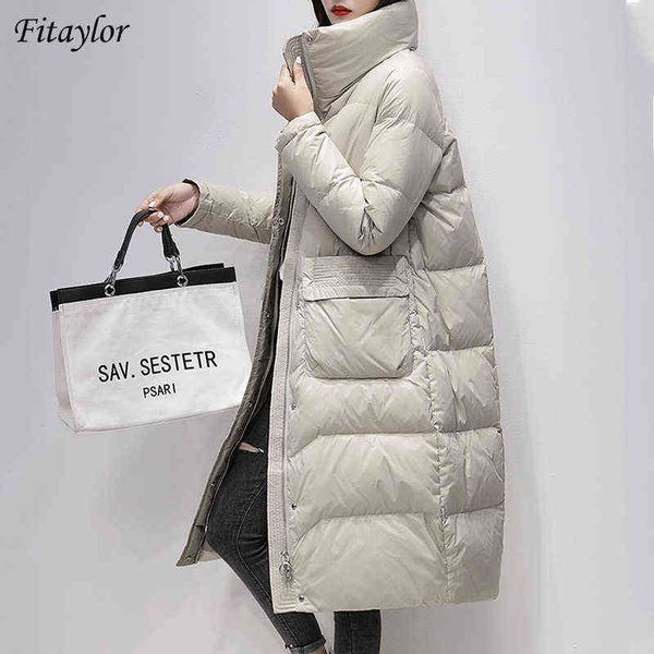 fitaylor winter stand collar long feather jacket women 90% white duck down coat casual loose parker snow fluffy warm outwear 211130, Black
fitaylor winter stand collar long feather jacket women 90% white duck down coat casual loose parker snow fluffy warm outwear 211130, Black