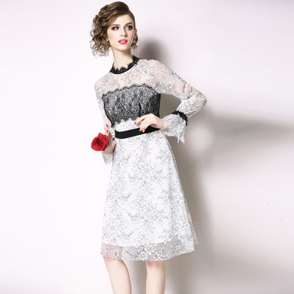 casual dresses spring summer floral elegant lace o-neck women flare sleeve knee-length mesh a-line dress mxy5, Black;gray
casual dresses spring summer floral elegant lace o-neck women flare sleeve knee-length mesh a-line dress mxy5, Black;gray