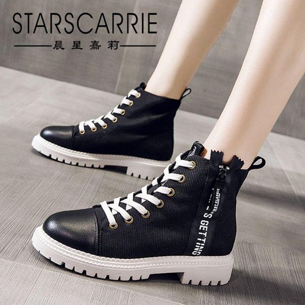 boots women's 2021 korean leather cloth splicing riding side zipper flat bottom fashion students, Black
boots women's 2021 korean leather cloth splicing riding side zipper flat bottom fashion students, Black