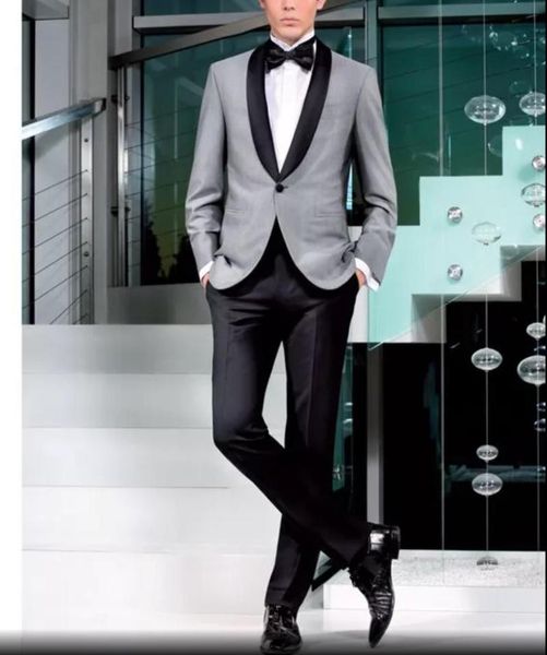 latest men's slim fit 2 pieces wedding suits men formal tailored made groom grey jacket with black pants costume homme & blazers, White;black
latest men's slim fit 2 pieces wedding suits men formal tailored made groom grey jacket with black pants costume homme & blazers, White;black