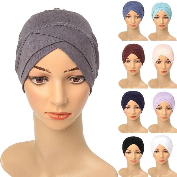 

ethnic clothing stretch criss cross underscarf cap headscarf cotton modal muslim women inner hijab scarf hat islamic under bonnet head cover, Red