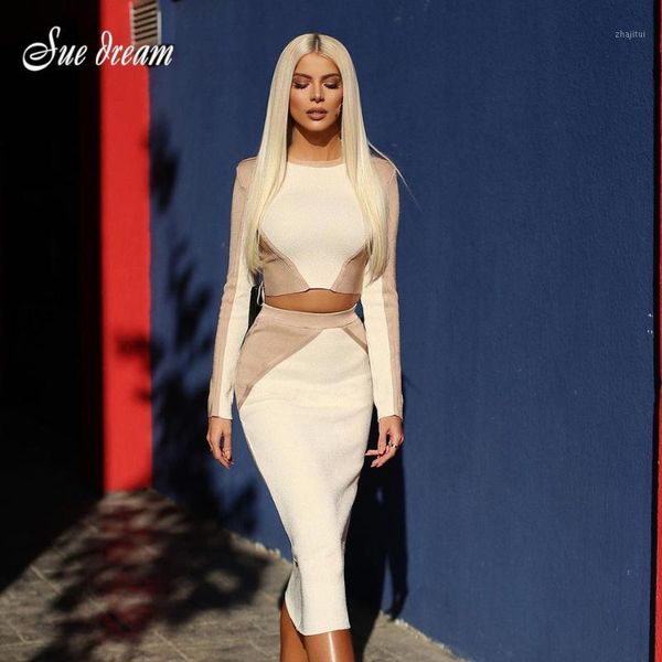 women's hit color long-sleeved stitching side zipper bodycon bandage two-piece set celebrity party club suit two piece dress, White
women's hit color long-sleeved stitching side zipper bodycon bandage two-piece set celebrity party club suit two piece dress, White