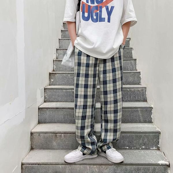 men's pants plaid men korean style casual checked trousers streetwear fashion bottoms summer wide leg harajuku, Black
men's pants plaid men korean style casual checked trousers streetwear fashion bottoms summer wide leg harajuku, Black