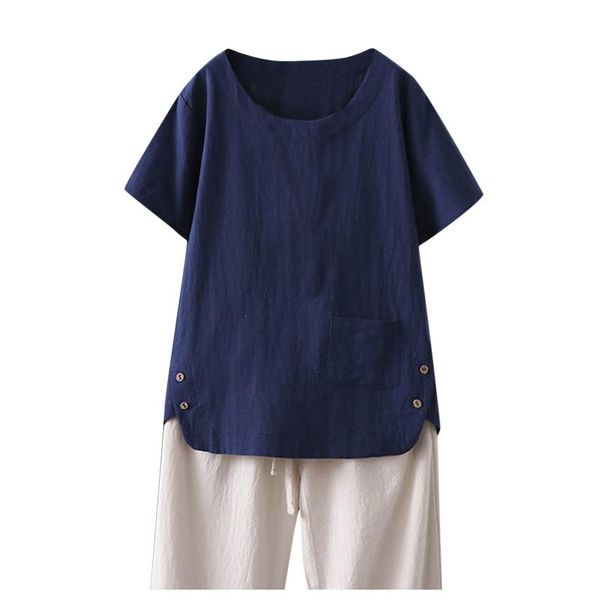 women's blouses & shirts solid color summer o neck short sleeve blouse women cotton linen shirt casual loose pocket femininas blusas c, White
women's blouses & shirts solid color summer o neck short sleeve blouse women cotton linen shirt casual loose pocket femininas blusas c, White