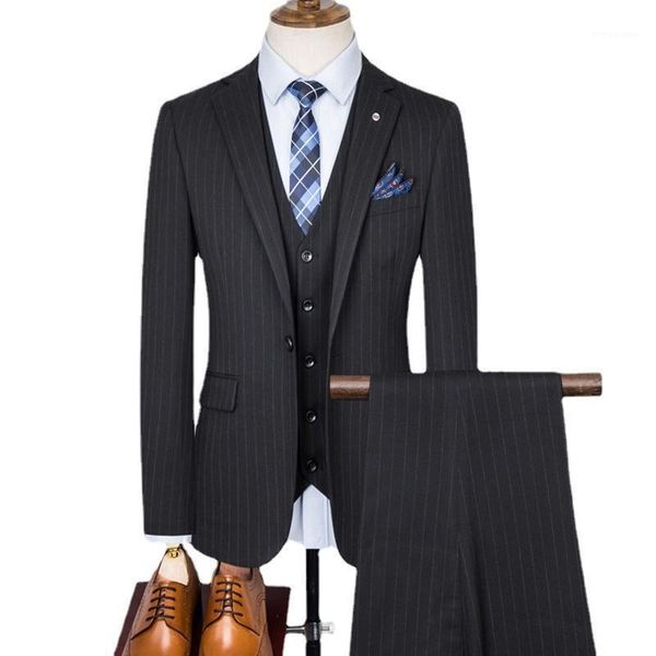men's suits & blazers (jacket+vest+pants) fall and winter tuxedo korean slim classic stripe business suit work professional 3 pcs set, White;black
men's suits & blazers (jacket+vest+pants) fall and winter tuxedo korean slim classic stripe business suit work professional 3 pcs set, White;black