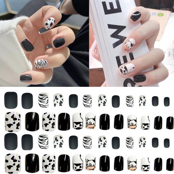 24pcs/box black white cow print fake nails coffin false nail uv design gel full cover tips diy art manicure1, Red;gold
24pcs/box black white cow print fake nails coffin false nail uv design gel full cover tips diy art manicure1, Red;gold