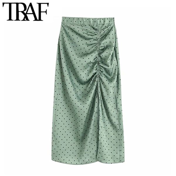 traf women vintage elegant polka dot pleated midi skirt fashion elastic waist side zipper slit female skirts chic faldas mujer 210621, Black
traf women vintage elegant polka dot pleated midi skirt fashion elastic waist side zipper slit female skirts chic faldas mujer 210621, Black
