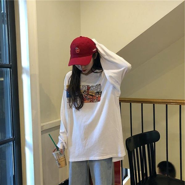 woman tshirts style chic long-sleeve t-shirt women's jacket korean loose thin spring, White
woman tshirts style chic long-sleeve t-shirt women's jacket korean loose thin spring, White