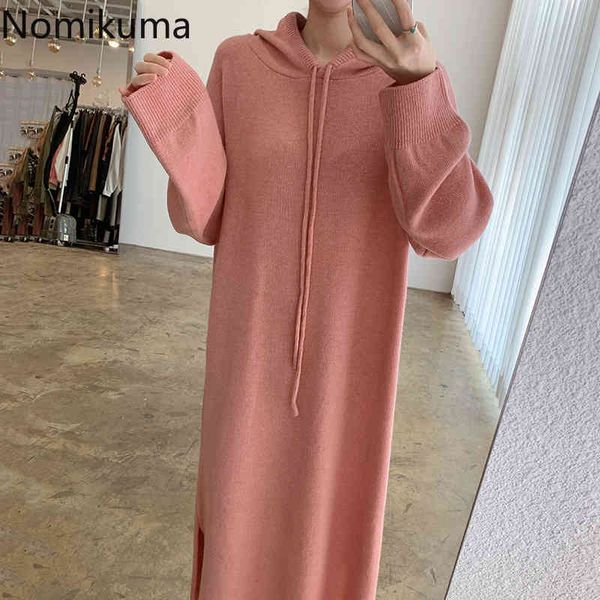 nomikuma causal solid hooded knitted dresses korean long sleeve straight vestidos femme autumn winter sweater dress 6d329 210427, Black;gray
nomikuma causal solid hooded knitted dresses korean long sleeve straight vestidos femme autumn winter sweater dress 6d329 210427, Black;gray