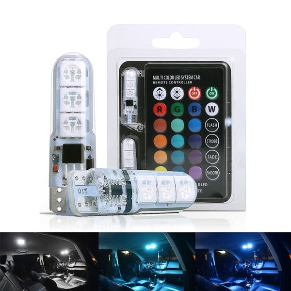 2pcs rgb t10 w5w led 194 168 5050 6smd car dome reading light automobile wedge lamp flash strobe led bulb with remote controller
2pcs rgb t10 w5w led 194 168 5050 6smd car dome reading light automobile wedge lamp flash strobe led bulb with remote controller