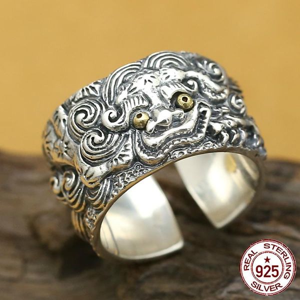 cluster rings 100% s925 sterling silver men's ring personality fashion retro punk jewelry carved chinese style animal beast shape to se, Golden;silver
cluster rings 100% s925 sterling silver men's ring personality fashion retro punk jewelry carved chinese style animal beast shape to se, Golden;silver
