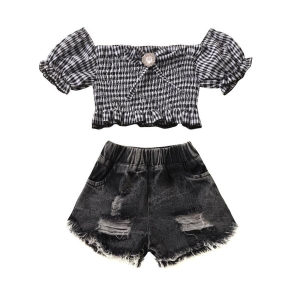 clothing sets 2021 summer baby girl clothes set plaid short vintage denim pant 2pcs suit outfit kids, White
clothing sets 2021 summer baby girl clothes set plaid short vintage denim pant 2pcs suit outfit kids, White