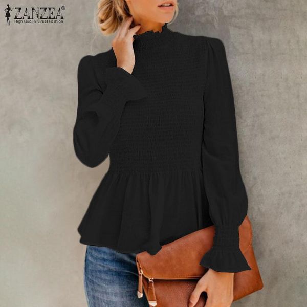 women's blouses & shirts spring casual o neck long puff sleeve shirt women elegant solid blouse zanzea smocking retro work ol chemise, White
women's blouses & shirts spring casual o neck long puff sleeve shirt women elegant solid blouse zanzea smocking retro work ol chemise, White
