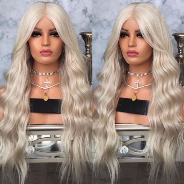 26inch blonde color body wave 13x4 lace frontal synthetic wigs for women preplucked heat resistant 180% density hair, Black
26inch blonde color body wave 13x4 lace frontal synthetic wigs for women preplucked heat resistant 180% density hair, Black