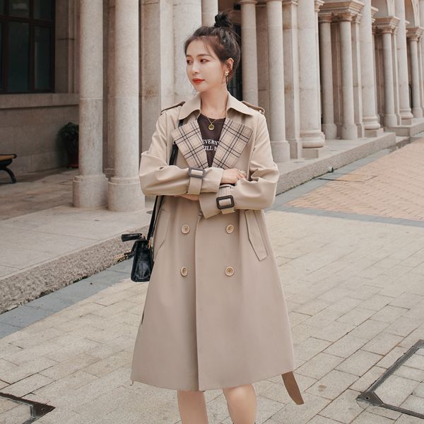 british fashion england style women trench coat double-breasted long duster coat plaid patchwork outerwear spring autumn windbre, Tan;black
british fashion england style women trench coat double-breasted long duster coat plaid patchwork outerwear spring autumn windbre, Tan;black