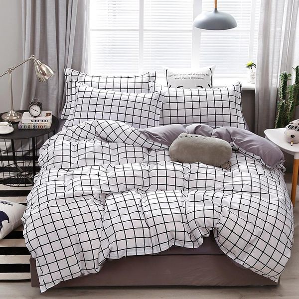 bedding sets simple white black plaid stripes set duvet cover fitted sheet pillowcase single full size soft bedclothes
bedding sets simple white black plaid stripes set duvet cover fitted sheet pillowcase single full size soft bedclothes
