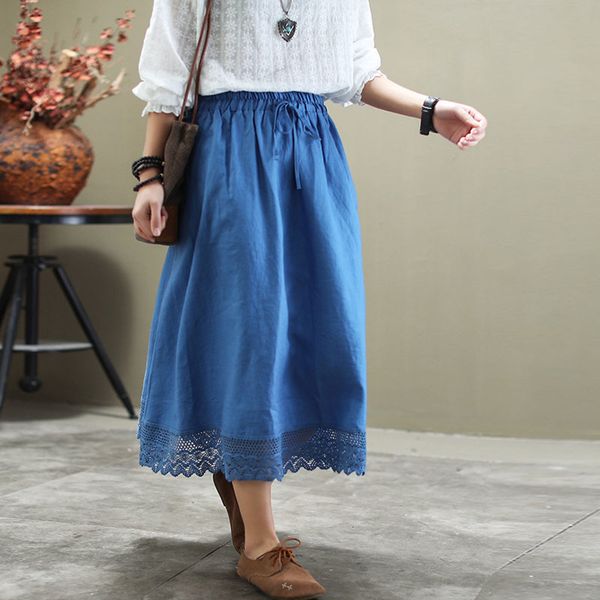 johnature summer 4 color cotton linen pockets elastic waist half skirts loose comfortable leisure all-match women skirt 210521, Black
johnature summer 4 color cotton linen pockets elastic waist half skirts loose comfortable leisure all-match women skirt 210521, Black
