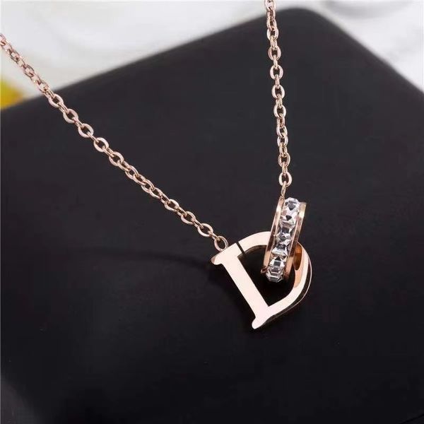 brand necklace fashion rose gold necklaces bathing 18k titanium steel non-fading chain simple roman double ring pendants, Silver
brand necklace fashion rose gold necklaces bathing 18k titanium steel non-fading chain simple roman double ring pendants, Silver