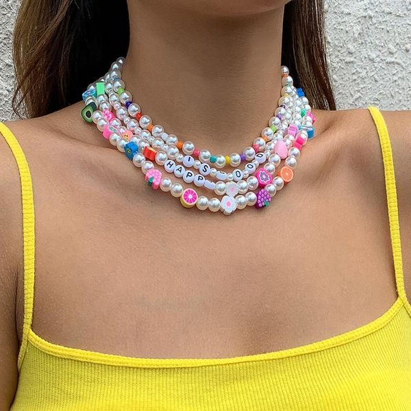chains 4pcs charms mixed polymer clay fruits bead imitation pearls choker necklace set for women korea cute flower beads collar jewelry, Silver
chains 4pcs charms mixed polymer clay fruits bead imitation pearls choker necklace set for women korea cute flower beads collar jewelry, Silver