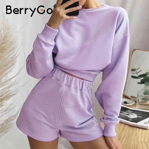 berrygo casual purple two piece set round neck drop shoulder sleeve women's suit autumn shorts long jogging 210513, White
berrygo casual purple two piece set round neck drop shoulder sleeve women's suit autumn shorts long jogging 210513, White