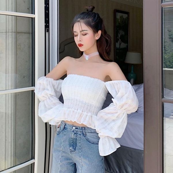 women's blouses & shirts vintage v-neck flare sleeve women blouse korean chic summer slash neck off shoulder elegant waist ruffles blus, White
women's blouses & shirts vintage v-neck flare sleeve women blouse korean chic summer slash neck off shoulder elegant waist ruffles blus, White