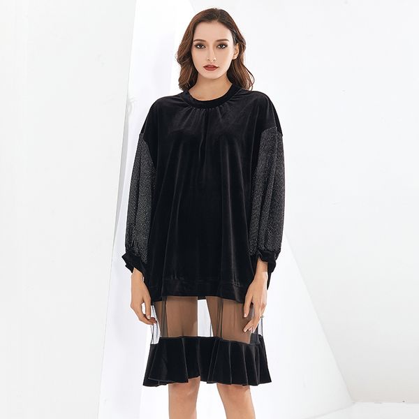 dresses black velour patchwork for women o neck long sleeve casual es female fashion clothing spring, Black;gray
dresses black velour patchwork for women o neck long sleeve casual es female fashion clothing spring, Black;gray