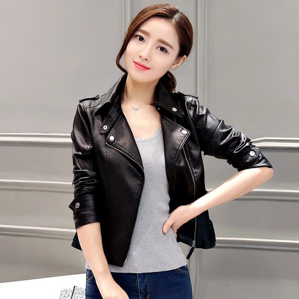 women's leather & faux kmetram jacket woman spring 2021 korean trench coat women streetwear pu bomber jackets chaqueta mujer my2636, Black
women's leather & faux kmetram jacket woman spring 2021 korean trench coat women streetwear pu bomber jackets chaqueta mujer my2636, Black